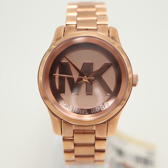 Michael Kors Mini Runway Rose Gold Tone 33mm Watch Steel Bracelet NEW w Tags main image 7